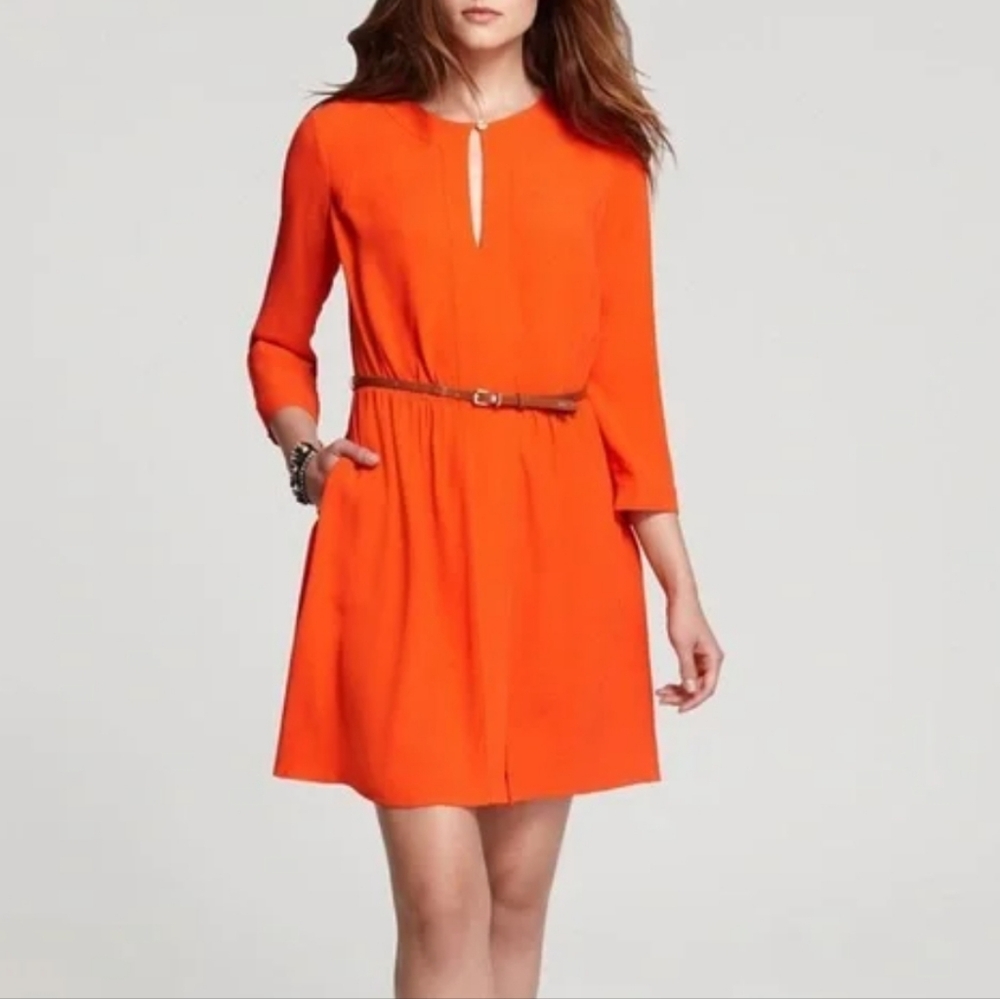 NWT Juicy Couture Orange Blouson Crepe 3/4 Sleeves Edith Dress Size 10 NWT - Picture 3 of 10